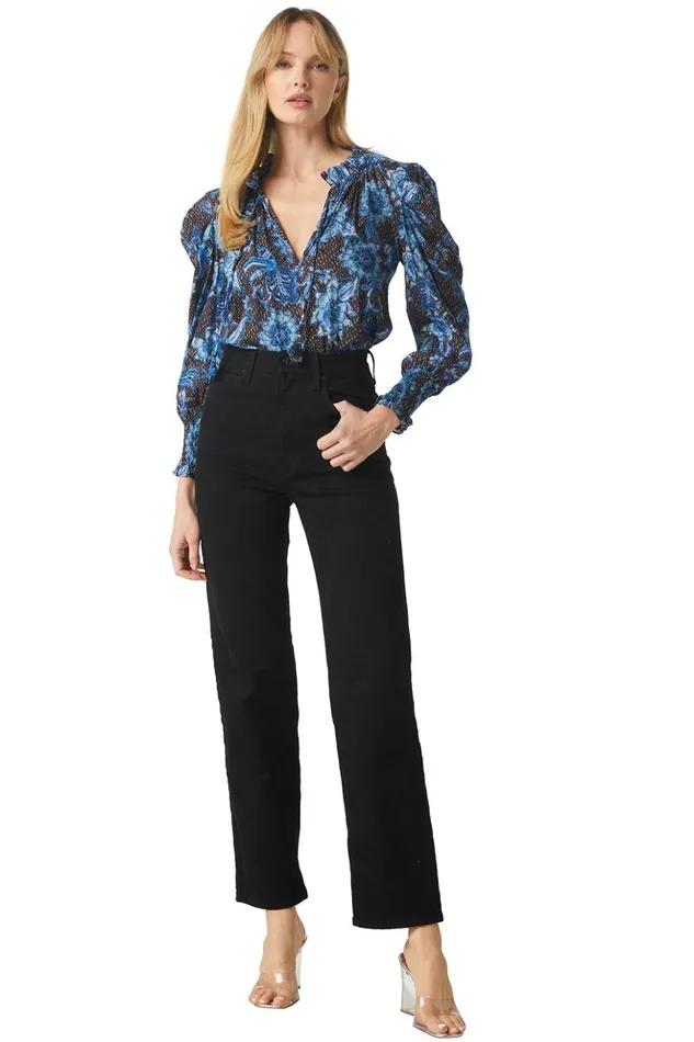 MISA Los Angeles SIENA TOP Blue Sunflower Women Tops