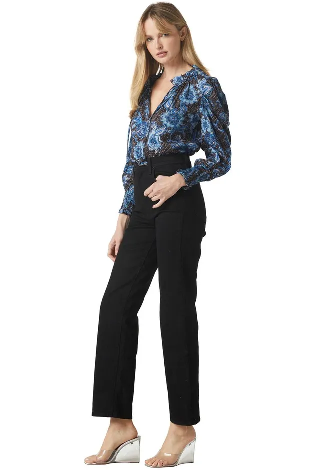 MISA Los Angeles SIENA TOP Blue Sunflower Women Tops