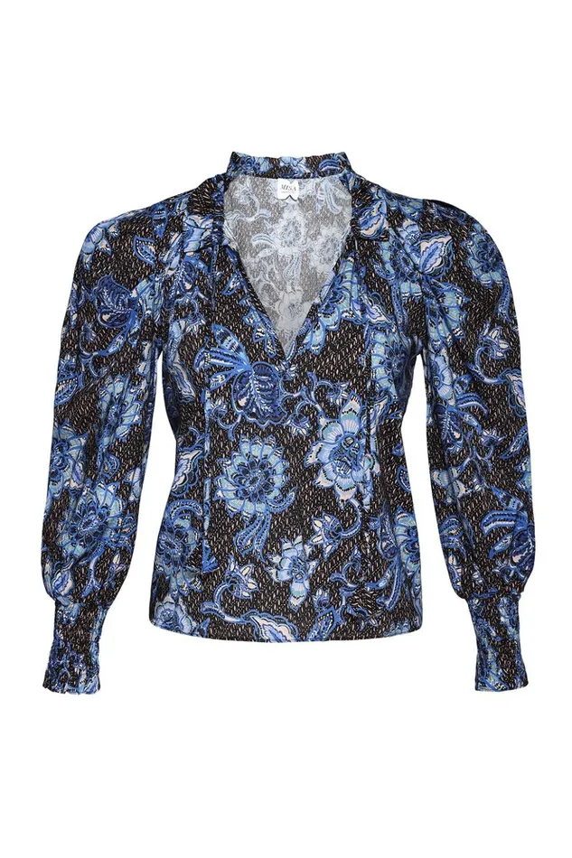 MISA Los Angeles SIENA TOP Blue Sunflower Women Tops