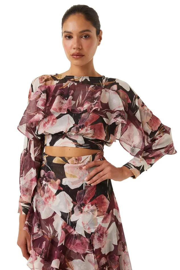 MISA Los Angeles SILVANA TOP Flora Tropical Mix Women Tops