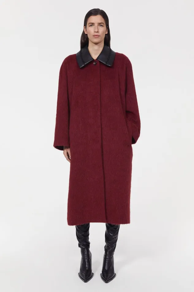 Moma Brushed Coat Berry Women Rodebjer Outerwear
