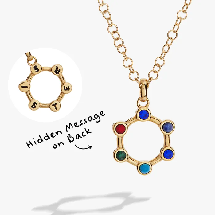 Necklaces Women Alex And Ani Hidden Message 039Sister039 Crystal Necklace Stainless Steel Gold