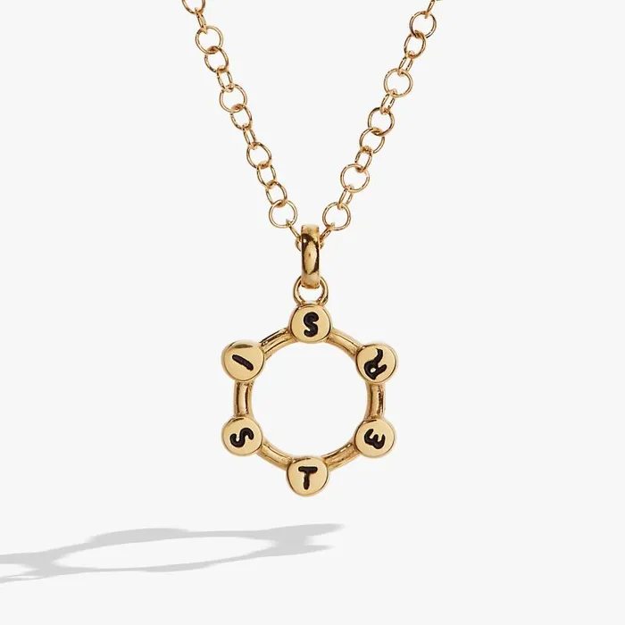 Necklaces Women Alex And Ani Hidden Message 039Sister039 Crystal Necklace Stainless Steel Gold