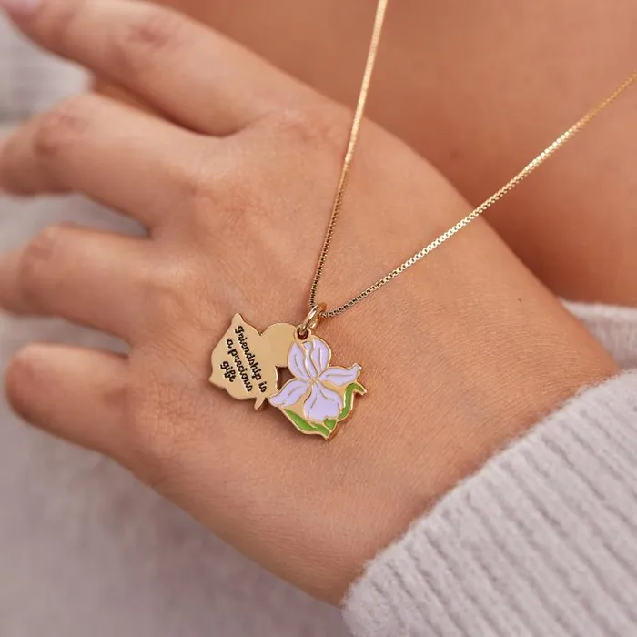 Necklaces Women Alex And Ani Iris Flower 039Friendship Is A Precious Gift039 Necklace Gold