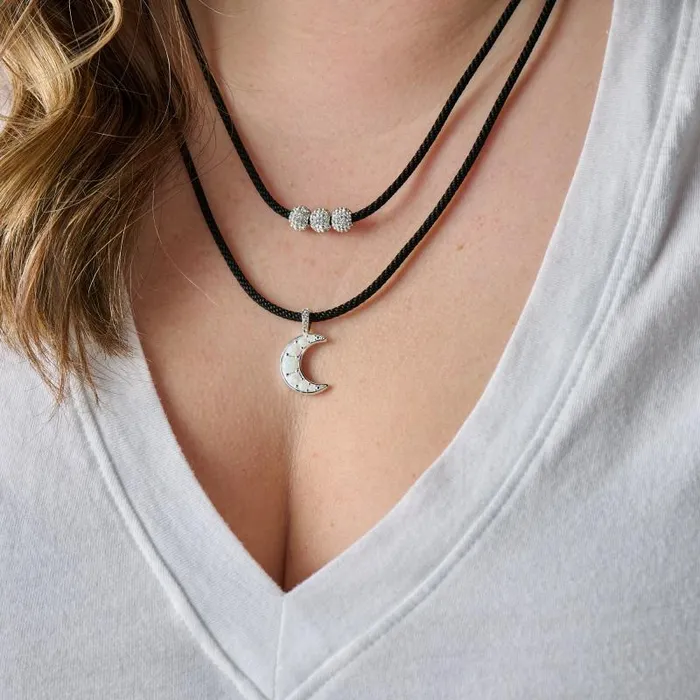 Necklaces Women Alex And Ani Moon Crystal Adjustable Choker Necklace Silver
