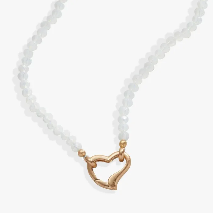 Necklaces Women Alex And Ani Moonstone Beaded Heart Clasp Necklace Satin Gold