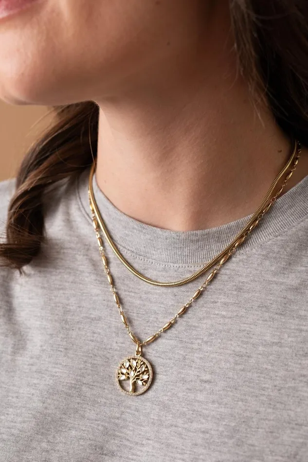 Necklaces Women Alex And Ani Round Herringbone Charm and Layering Necklace Stainless Steel Gold