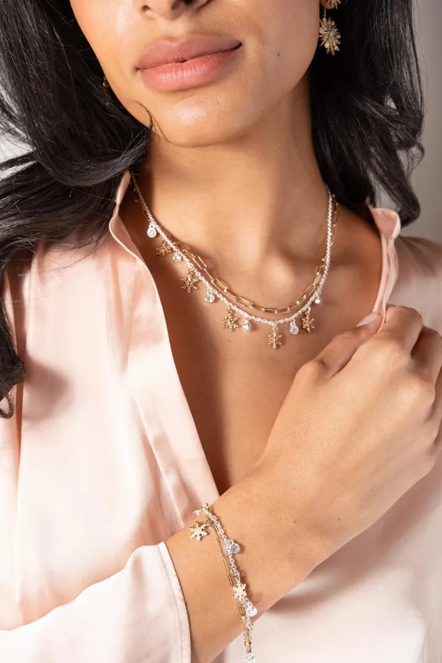 Necklaces Women Alex And Ani Snowflake Charm Necklace Two Tone