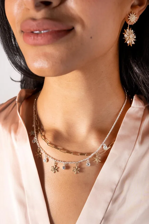 Necklaces Women Alex And Ani Snowflake Charm Necklace Two Tone