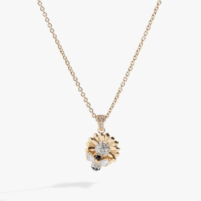 Necklaces Women Alex And Ani Sunflower and Bee Pendant Necklace Two Tone