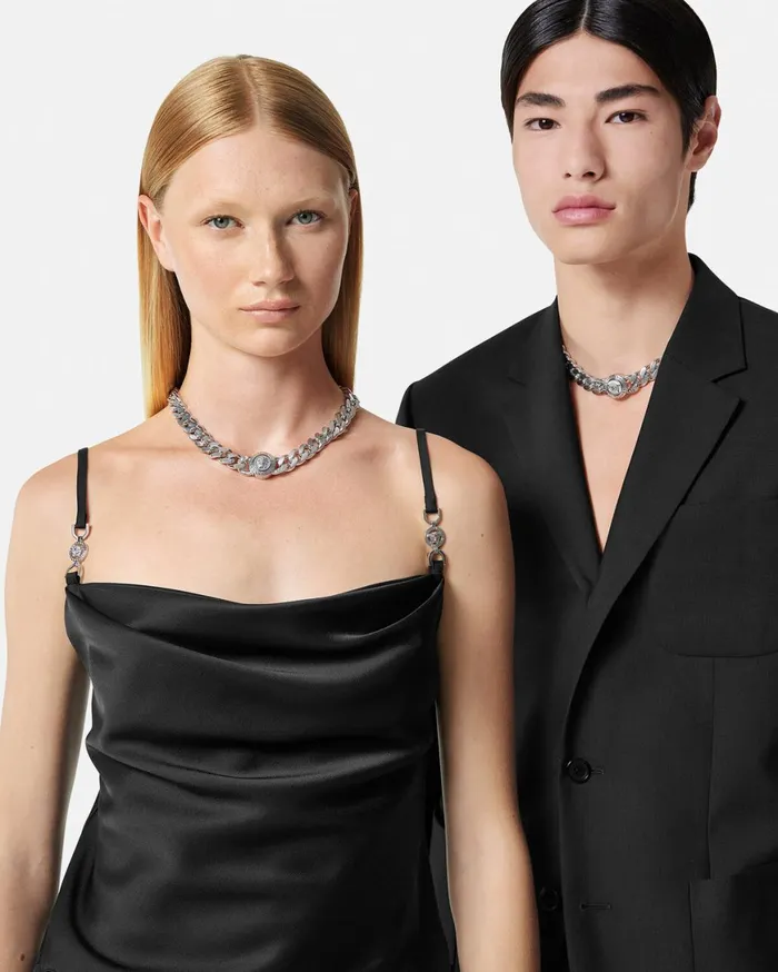 Necklaces WomenMen Versace Chain Medusa Necklace Silver