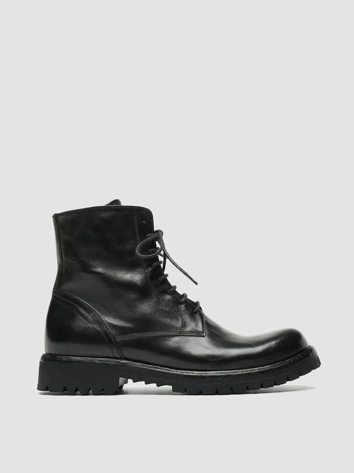 Officine Creative Boots and Ankle Boots IKONIC 001 Nero Black Leather Lace Up Boots 8211 Men