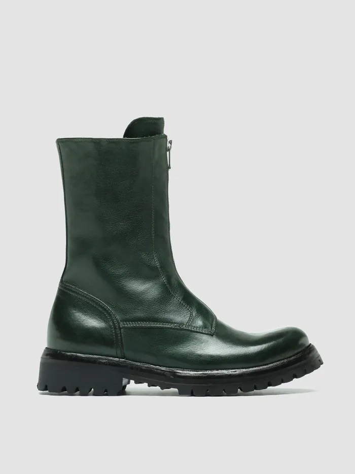 Officine Creative Boots and Booties LORAINE 015 Bosco Green Leather Zip Boots 8211 Women Officine Creative Boots and Booties LORAINE 015 Bosco Green Leather Zip Boots 8211 Women