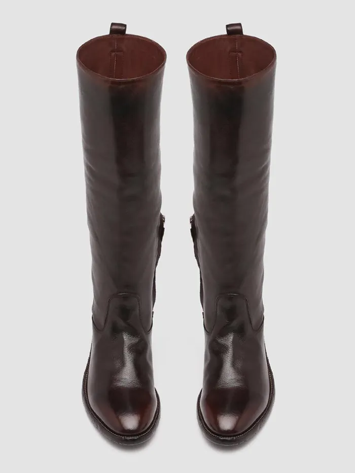 Officine Creative Boots and Booties SELINE 013 Ruboff Otto Burgundy Zipped Leather Boots 8211 Women