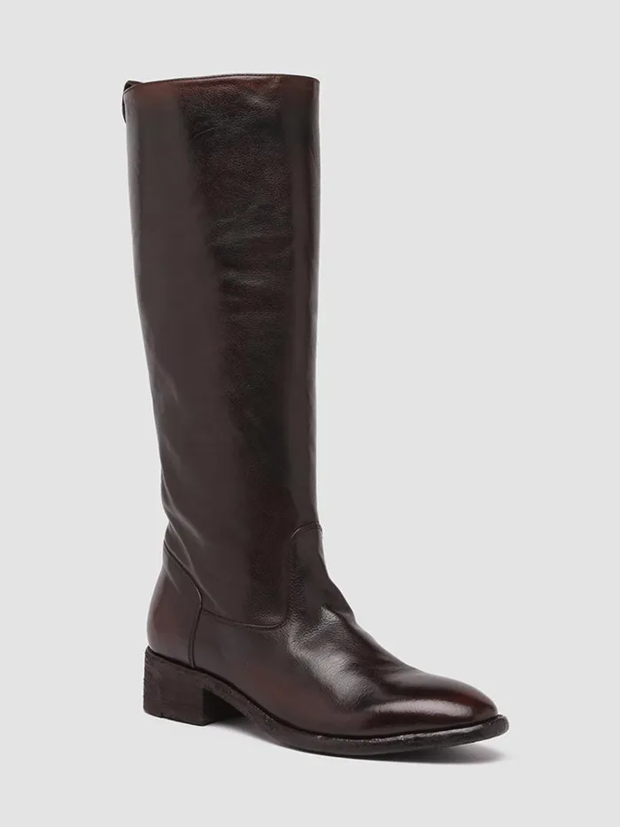 Officine Creative Boots and Booties SELINE 013 Ruboff Otto Burgundy Zipped Leather Boots 8211 Women