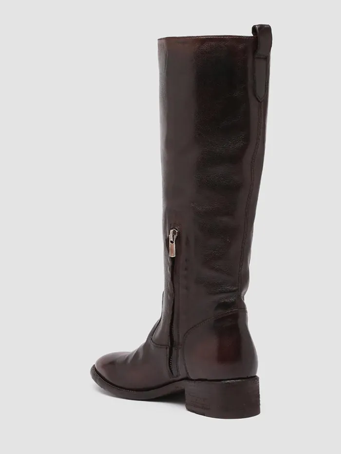 Officine Creative Boots and Booties SELINE 013 Ruboff Otto Burgundy Zipped Leather Boots 8211 Women