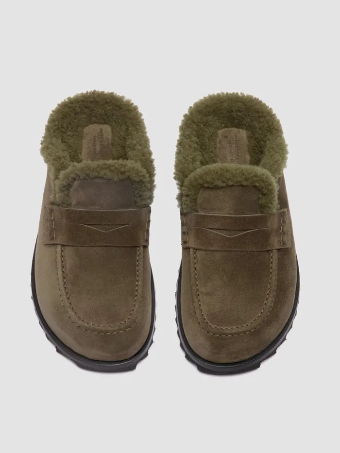 Officine Creative Mules PELAGIE D039HIVER 007 Khaki Green Suede Mule Sandals 8211 Women Officine Creative Mules PELAGIE D039HIVER 007 Khaki Green Suede Mule Sandals 8211 Women