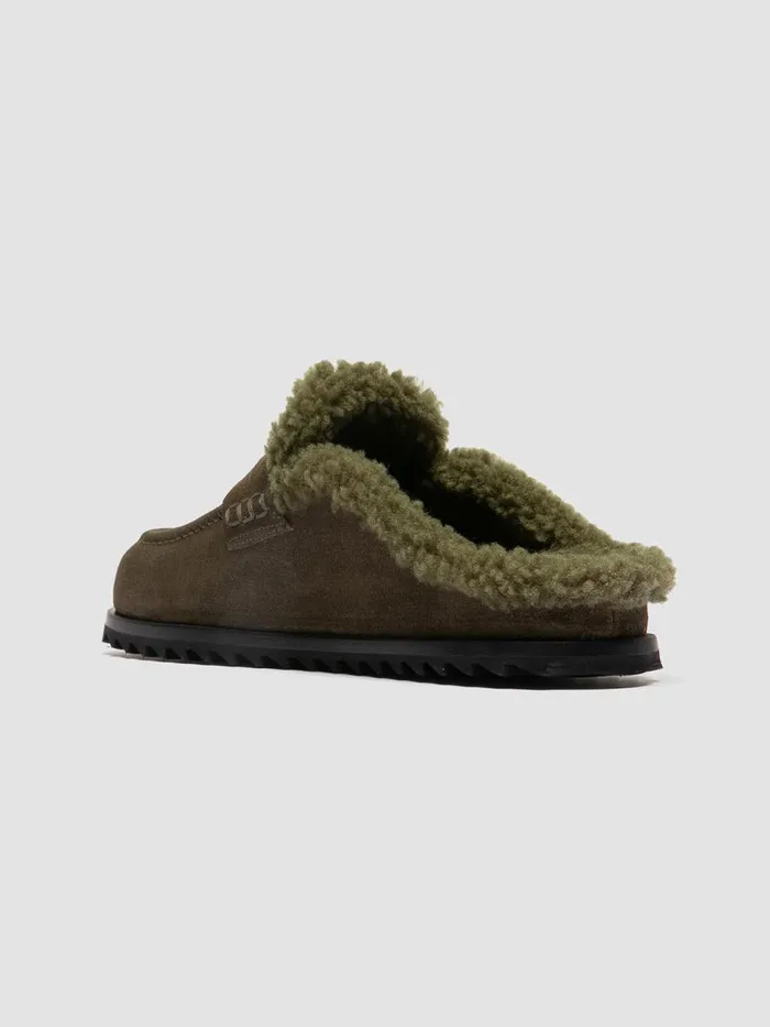 Officine Creative Mules PELAGIE D039HIVER 007 Khaki Green Suede Mule Sandals 8211 Women Officine Creative Mules PELAGIE D039HIVER 007 Khaki Green Suede Mule Sandals 8211 Women