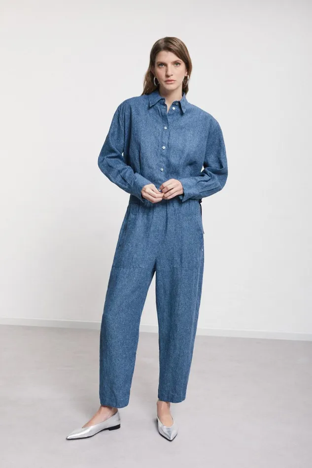 Ottod039Ame Printed Linen Carrotfit Trousers Women Denim