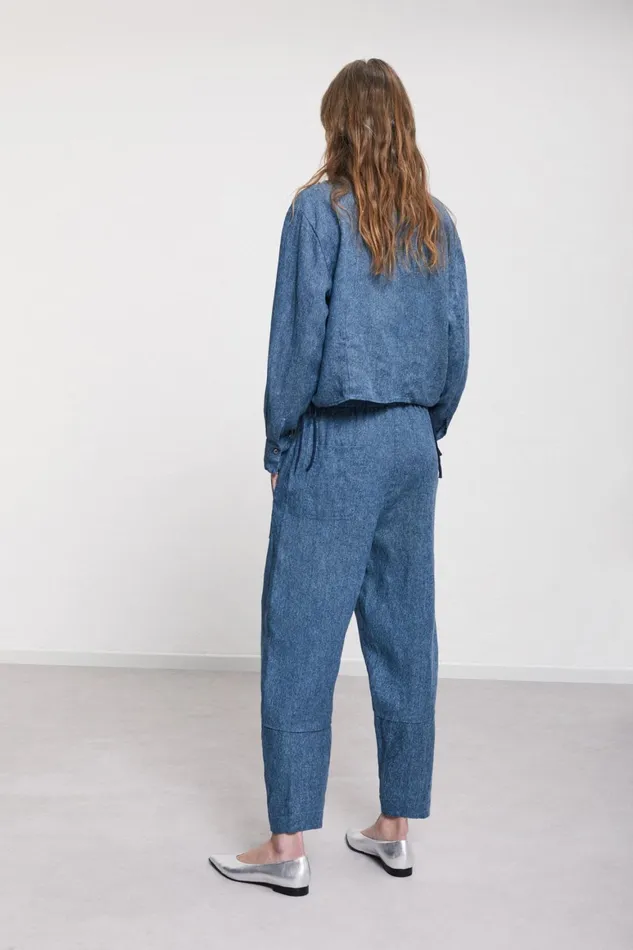 Ottod039Ame Printed Linen Carrotfit Trousers Women Denim