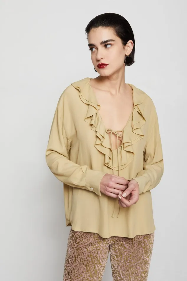 Ottod039Ame Silkblend Jumper With Ruches Women Shirts and Tops