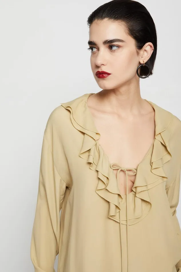Ottod039Ame Silkblend Jumper With Ruches Women Shirts and Tops