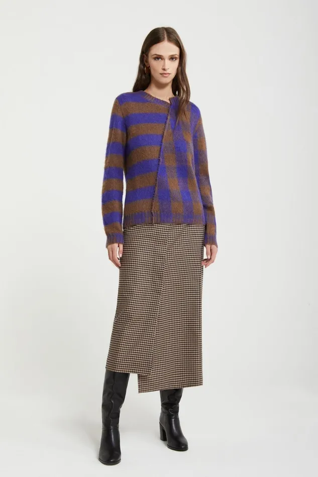 Ottod039Ame Sweater With Check And Stripes Women Knitwear and TShirts