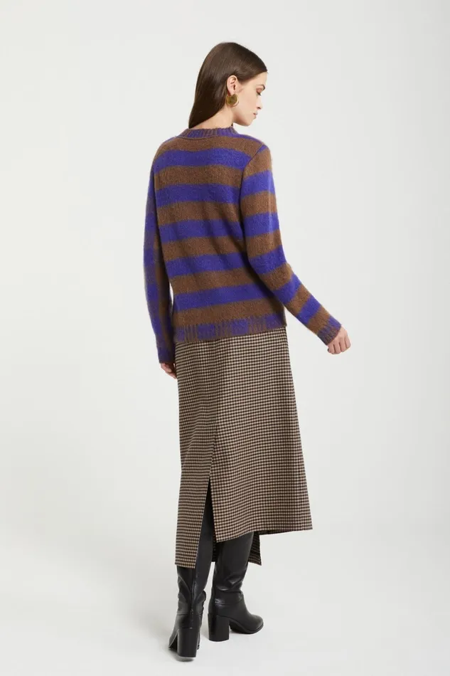 Ottod039Ame Sweater With Check And Stripes Women Knitwear and TShirts
