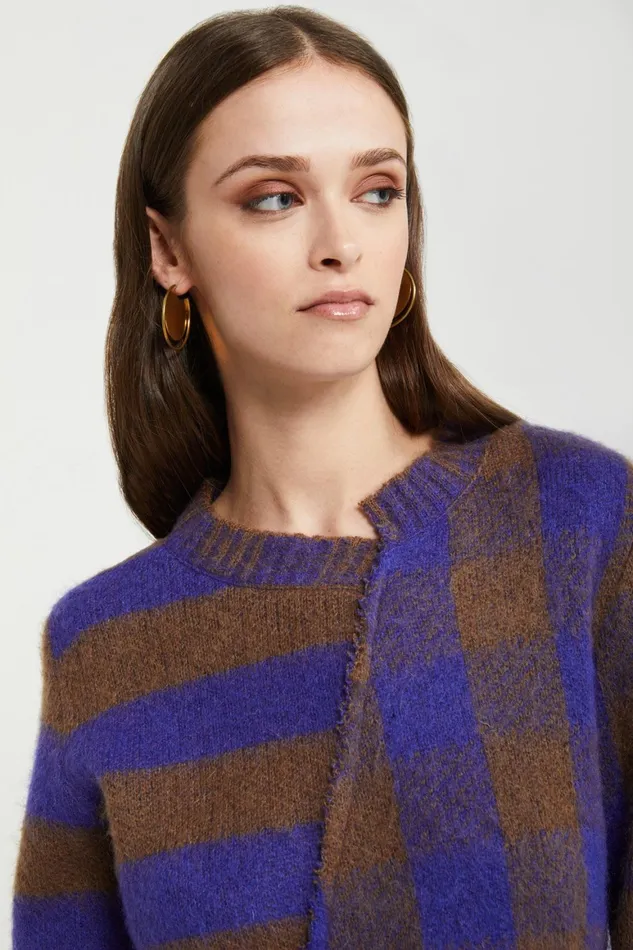 Ottod039Ame Sweater With Check And Stripes Women Knitwear and TShirts