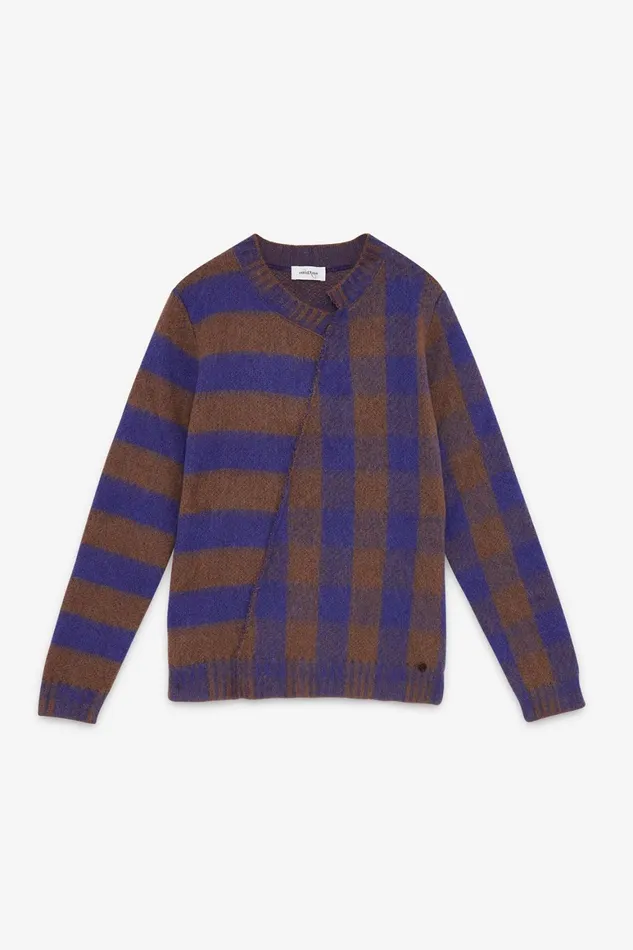 Ottod039Ame Sweater With Check And Stripes Women Knitwear and TShirts