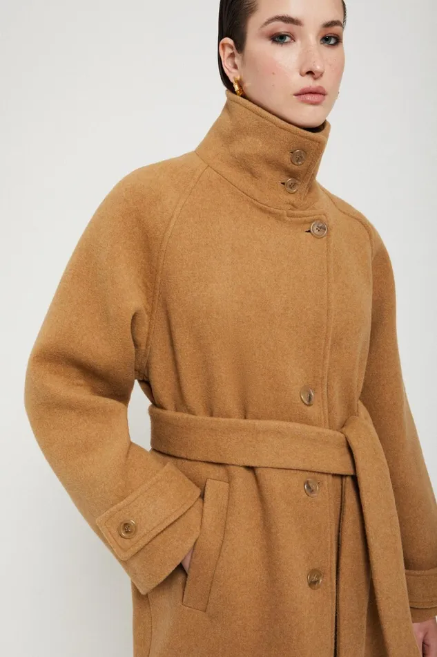 Ottod039Ame Woolblend Midi Coat With Belt Women Coats