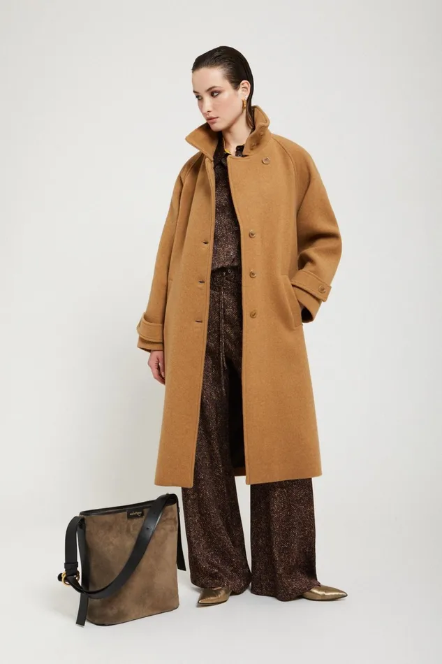 Ottod039Ame Woolblend Midi Coat With Belt Women Coats