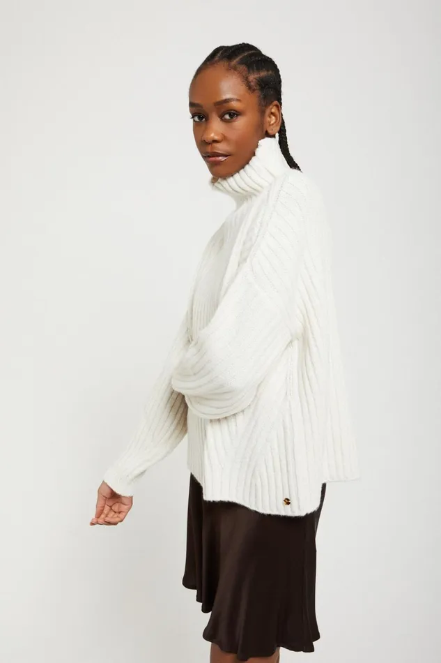 Ottod039Ame Wool Blend Sweater With Turtleneck Women Knitwear