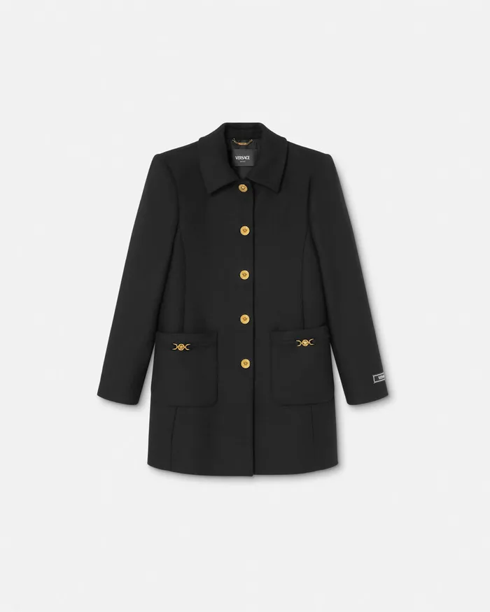 Outerwear and Coats Women Versace ALine FeltedWool Coat Black