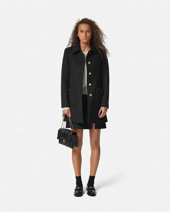 Outerwear and Coats Women Versace ALine FeltedWool Coat Black