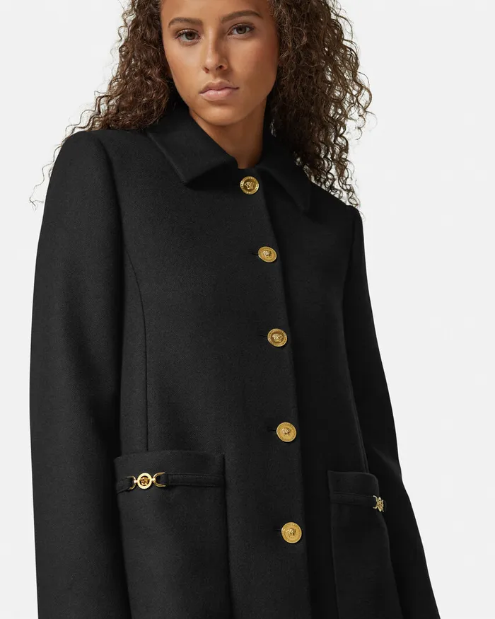 Outerwear and Coats Women Versace ALine FeltedWool Coat Black