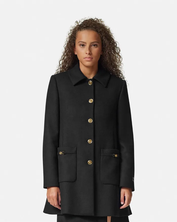 Outerwear and Coats Women Versace ALine FeltedWool Coat Black