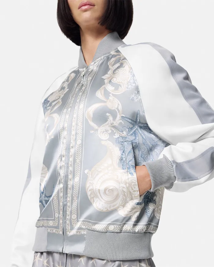 Outerwear and Coats Women Versace Barocco Sea Varsity Jacket Blueprint