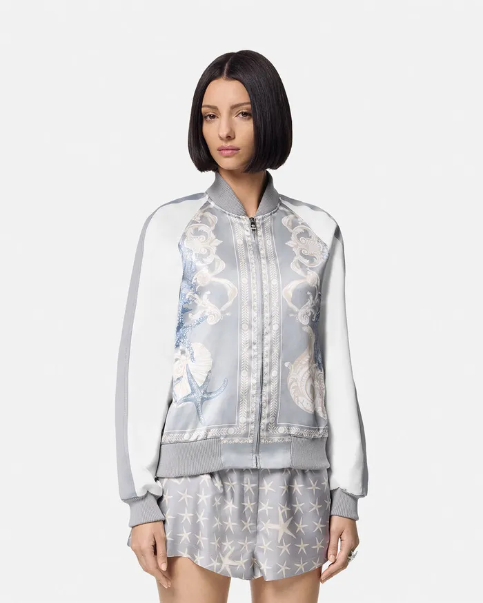 Outerwear and Coats Women Versace Barocco Sea Varsity Jacket Blueprint