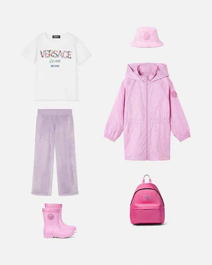 Outerwear Kids Versace Barocco Jacquard Parka Pink