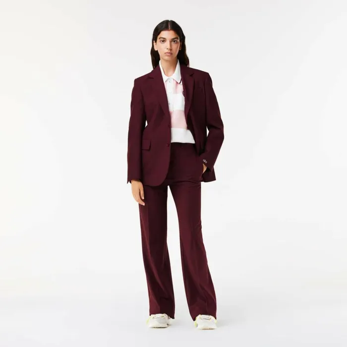 Pants and Leggings Women Lacoste Lacoste X EleVen By Venus Stretch Wool Pants Bordeaux L7b