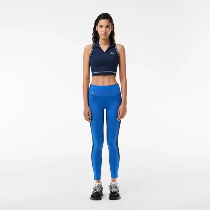 Pants and Leggings Women Lacoste Women039s Colorblock UltraDry Leggings Navy Blue Blue Iuv