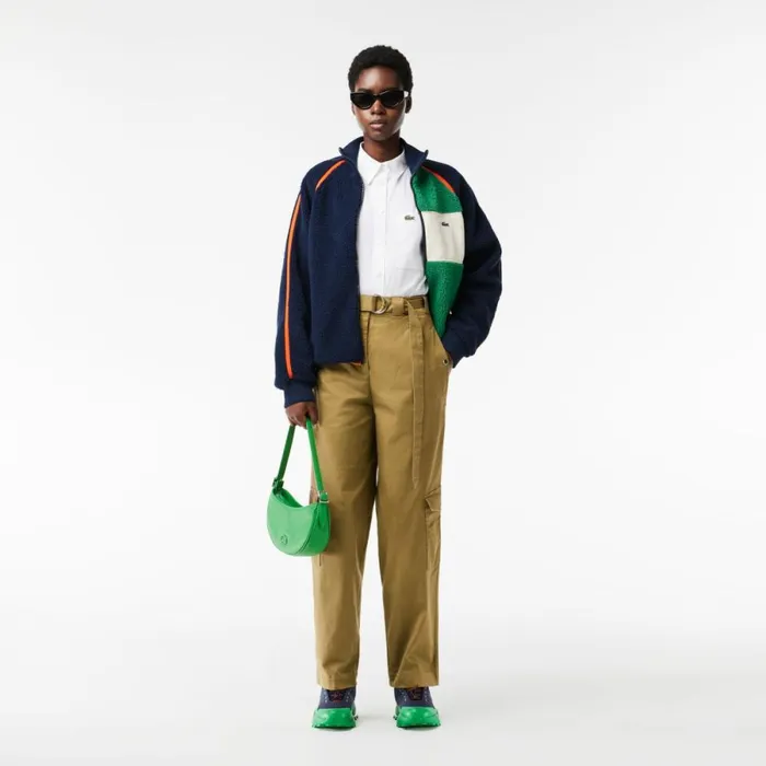 Pants and Leggings Women Lacoste Women039s Stretch Cotton Gabardine Cargo Pants Brown Six