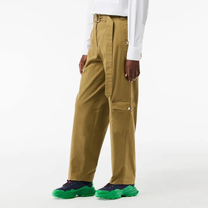 Pants and Leggings Women Lacoste Women039s Stretch Cotton Gabardine Cargo Pants Brown Six