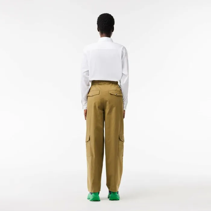 Pants and Leggings Women Lacoste Women039s Stretch Cotton Gabardine Cargo Pants Brown Six