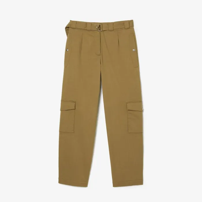 Pants and Leggings Women Lacoste Women039s Stretch Cotton Gabardine Cargo Pants Brown Six
