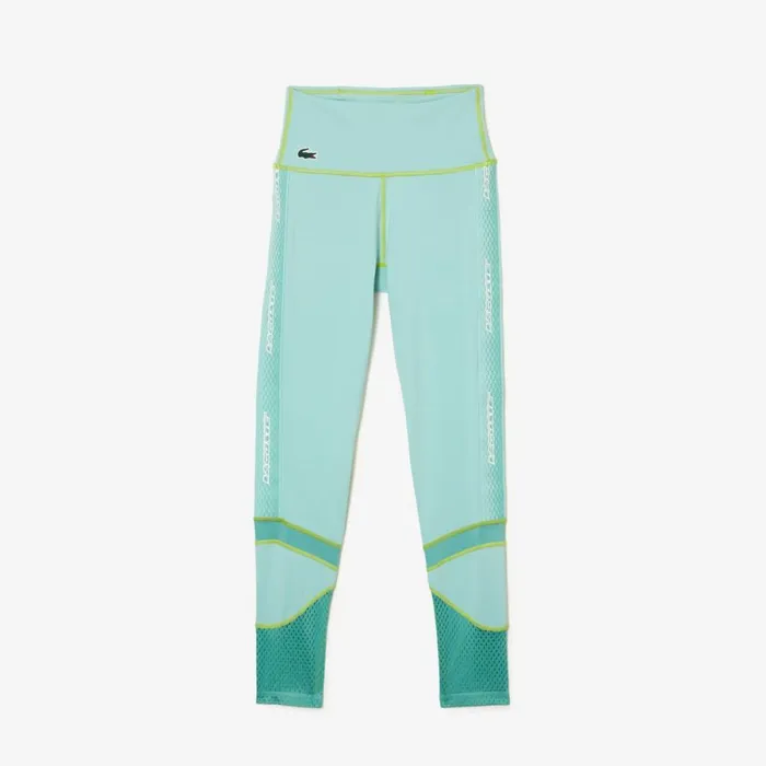 Pants and Leggings Women Lacoste Womens SPORT Logo Stripe UltraDry Leggings Light Green Green Light Green J6d