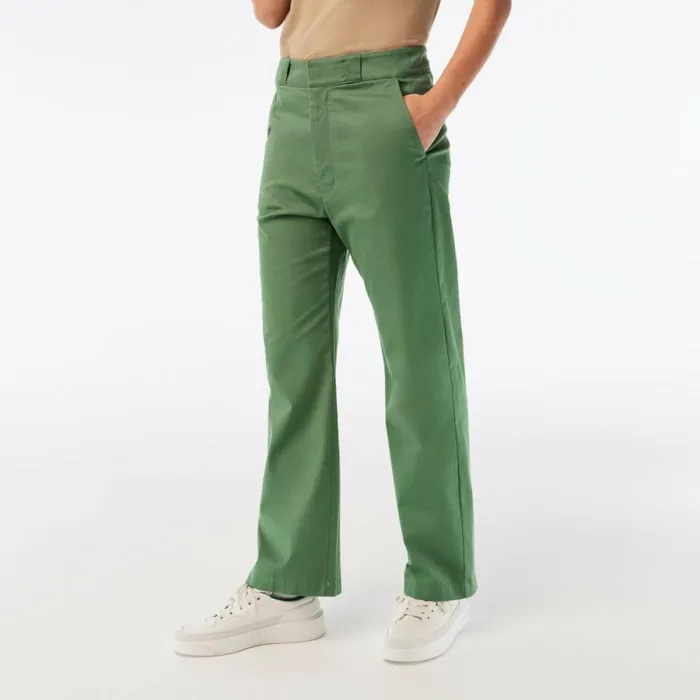 Pants and Leggings Women Lacoste Womens Stretch Gabardine Pants Khaki Green Kx5