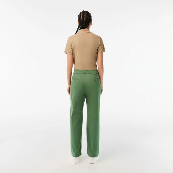 Pants and Leggings Women Lacoste Womens Stretch Gabardine Pants Khaki Green Kx5