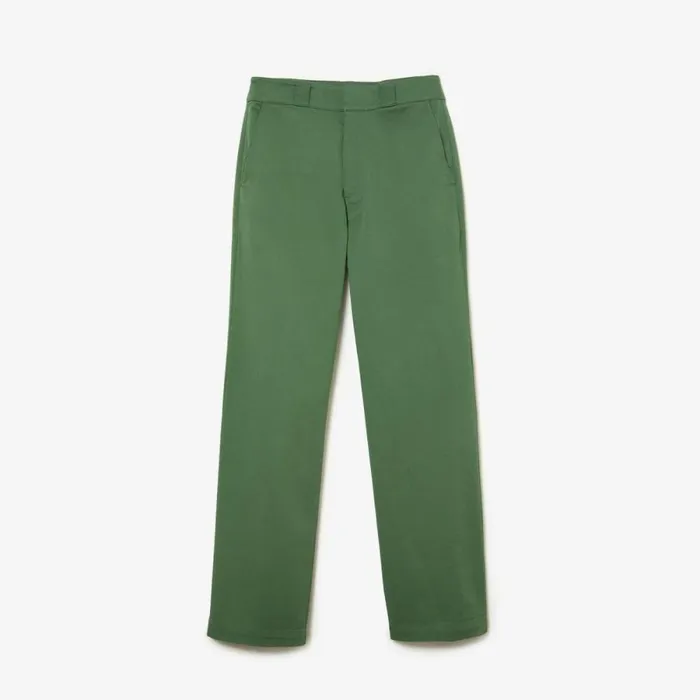 Pants and Leggings Women Lacoste Womens Stretch Gabardine Pants Khaki Green Kx5